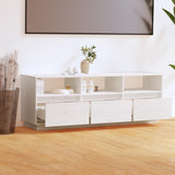 TV Cabinet White 140x37x50 cm Solid Wood Pine 813431