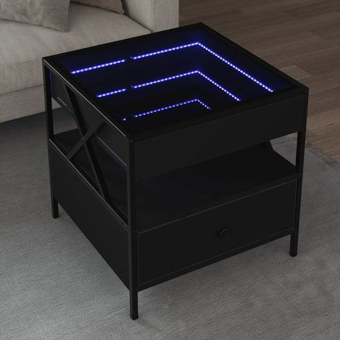 ZNTS Coffee Table with Infinity LED Black 50x50x51 cm 847712