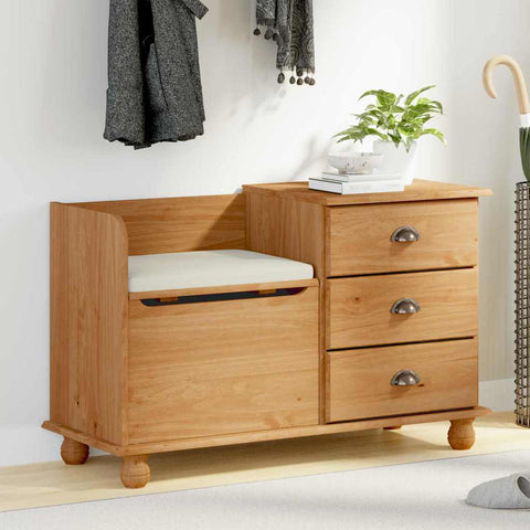 Entryway Storage Bench with Drawer ASKIM Brown 100 x 39 x 62 cm 4105439