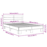 Bed Frame without Mattress Grey Sonoma 140x200 cm 3280150