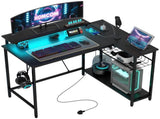 Reversible 'L' LED Light Gaming/Work Desk - Black T3398P343446