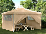 Foldable Party Tent Pop-Up with 4 Sidewalls Beige 4004928