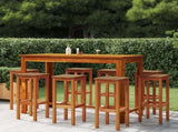 Bar Stool Set of 8 Natural wood color Solid Acacia wood Standard 3115991