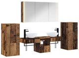Bathroom Furniture Set 6 pcs Old Wood Engineered Wood and Glass 3407125