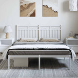 Metal Bed Frame without Mattress with Headboard White 135x190cm 373739