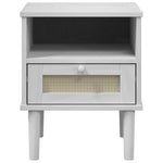 ZNTS Bedside Cabinet SENJA Rattan Look White 40x35x48 cm Solid Wood Pine 358011