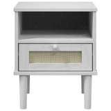 ZNTS Bedside Cabinet SENJA Rattan Look White 40x35x48 cm Solid Wood Pine 358011