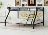 Black metal bunk bed with bunk beds, suitable for adults and children, equipped with ladder safety W3987P434157