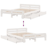 Bed Frame White Solid pinewood King Size Bed Frame Rectangular 3309036