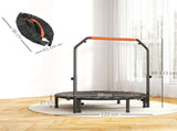 48" Foldable Mini Fitness Trampoline, with Adjustable Foam Handle, Orange T3398P349139