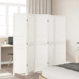 Room Divider 5 Panels White Solid Wood Paulownia 358838