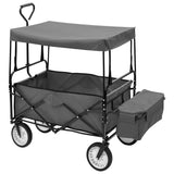 ZNTS Folding Hand Trolley with Canopy Steel Grey 145512