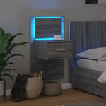 ZNTS Wall-mounted Bedside Cabinet with LED Lights Grey Sonoma 848167