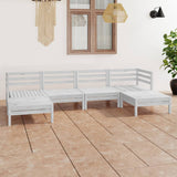 6 Piece Garden Lounge Set White Solid Wood Pine 3083335