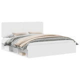 Bed Frame with Headboard White 200 x 200 cm Solid Pine Wood 3412443