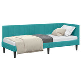 Corner Bed Frame with Headboard Turquoise 80 x 200 cm Velvet 42016336