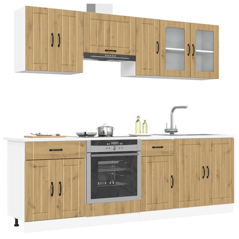 ZNTS 8 Piece Kitchen Cabinet Set Kalmar Artisan Oak Engineered Wood 3314840