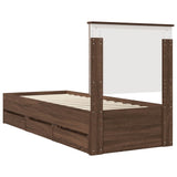 Bed Frame with Drawer Brown Oak 75 x 190 cm Engineer Wood 3411172
