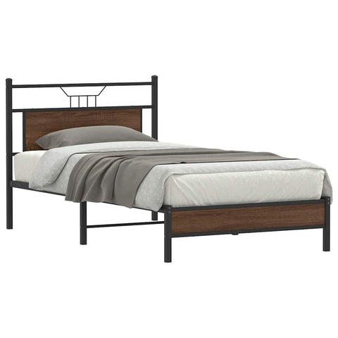 Bed Frame without Mattress Brown Oak 100x190 cm Engineered Wood 4106992
