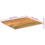 Rectangular Table Top 70x80 cm 25-27 mm Solid Reclaimed Wood 286060