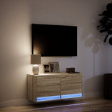 TV Wall Cabinet with LED Lights Sonoma Oak 80x31x35 cm 852357