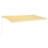 Manual Retractable Awning with LED 600x350 cm Yellow and White 3069043
