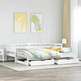 Daybed with Trundle and Drawers without Mattress White 90x200 cm 3302232