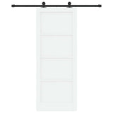 Sliding Door White and Black 83 x 211 cm Solid Pine Wood 3333339