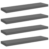 Floating Wall Shelves 4 pcs High Gloss Grey 90x23.5x3.8 cm MDF 323798