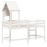 Loft Bed with Ladder and Roof without Mattress White 90x190 cm Single 3282033