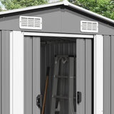 Garden Shed 257x392x181 cm Metal Grey 143345