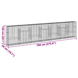 Gabion Basket with Cover 700x50x150 cm Galvanised Iron 3295160