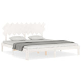 Bed Frame without Mattress White Super King Size Solid Wood Pine 3193742