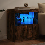 Sideboard with LED Lights Smoked Oak 60x37x67 cm 836655