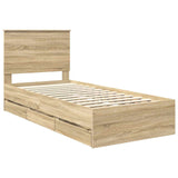 Bed Frame with Drawer Sonoma Oak 90 x 200 cm Engineer Wood 3411154