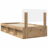 Bed Frame Artisian Oak 100 x 200 cm Solid Pine Wood 3412122