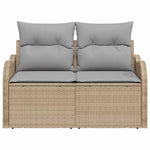 Garden Sofa with Cushion Beige 121 x 62 x 69cm Poly Rattan 42006715