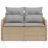 Garden Sofa with Cushion Beige 121 x 62 x 69cm Poly Rattan 42006715