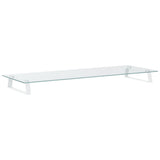 Monitor Stand White 100x35x8 cm Tempered Glass and Metal 374222