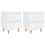 Bed Cabinets & Pinewood Legs 2 pcs High Gloss White 40x35x50cm 805864