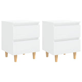 Bed Cabinets & Pinewood Legs 2 pcs High Gloss White 40x35x50cm 805864