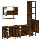 4 Piece Bathroom Furniture Set Smoked Oak Engineered Wood 3214687