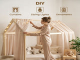 Single Bed Frame, House Scandinavian Wooden Bed Frame for 90W x 190Dcm Mattress, Pine Wood Bed Base, T3398P553273