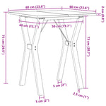 ZNTS Dining Table Y-Frame 60x60x75 cm Solid Wood Pine and Steel 3282714