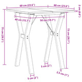 ZNTS Dining Table Y-Frame 60x60x75 cm Solid Wood Pine and Steel 3282714