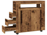Narrow Bathroom Cabinet with Wheels Old Wood Engineered Wood 855275