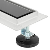 Shower Drain with Glass Cover Black 100 cm Stainless Steel 304 42015954