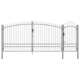 Garden Gate with Lock Woerden Grey 195 x 500 cm Steel 42008921