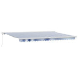 Retractable Awning Blue and White 500 x 300 cm Fabric and Metal 3331193