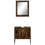 2 Piece Bathroom Cabinet Set Smoked Oak Engineered Wood 3214336